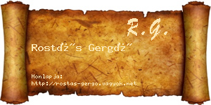 Rostás Gergő névjegykártya